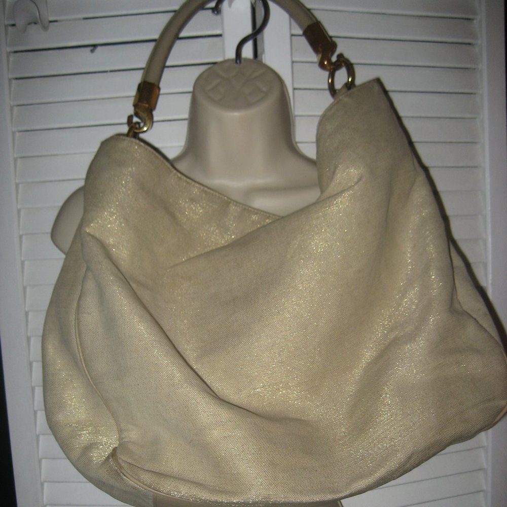 YSL YVES ST LAURENT ROADY BAG LARGE GOLD BEIGE